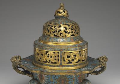 图片[2]-Copper tripod vessel in cloisonne enamels, Ming dynasty, Jingtai reign (1450-1456)-China Archive